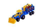 Ulkoleikit - Cavallino Toys Cavallino Junior Tractor with Crane Trailer and Wood 46cm - 3017WD01