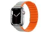 Smartwatch - Lisävarusteet - Lippa Apple Watch Magnetic Silicone Strap 38/40/41 - Grey/Orange - LPAW078
