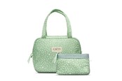 Meikit - Karen Denmark 2 pcs Cosmetic bag with handle Green/White Print - 5713982011326