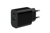 Puhelin - Adapterit & Laturit - Gembird Universal GaN USB charger QC 3.0 & PD 20W 2-port - Black - TA-UC-PDQC20-01-BK