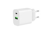 Puhelin - Adapterit & Laturit - Gembird Universal GaN USB charger QC 3.0 & PD 20 W 2-port - White - TA-UC-PDQC20-01-W