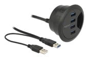 USB hub - DeLOCK In-Desk Hub USB hub - 4 porttia - Musta - 62868