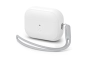 Puhelin - Kannet ja kotelot - Spigen Case Silicone Fit White + Strap Gray - AirPods Pro (2nd Gen) - ACS05811