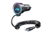 Puhelin - Adapterit & Laturit - Joyroom Car charger JR-CL07 3-in-1 1x USB + 1x PD 55W + Type-C cable (black) - JR-CL07