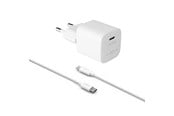 Puhelin - Adapterit & Laturit - FIXED Nopea Kotilaturi USB-C 30W+USB-C kaapeli 1m Valk. - FIXC20M-CC-WH