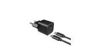 Puhelin - Adapterit & Laturit - FIXED Nopea Kotilaturi USB-C 30W+USB-C kaapeli 1m Musta - FIXC20M-CC-BK