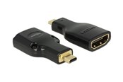 Näyttökaapeli - DeLOCK Adapter High Speed HDMI with Ethernet – HDMI Micro-D male > HDMI-A female 4K black - 65664
