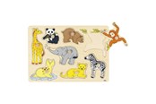 Palapelit - Goki Wooden Stud Puzzle Wild Young Animals 8 pcs. Puu - 57906