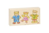 Palapelit - Goki Wooden Dress Up Puzzle Bears in Wooden Box 36 pcs. Puu - 57811