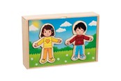 Palapelit - Goki Wooden Dress Up Puzzle Boy and Girl in Wooden Box 36 pcs. Puu - 57475
