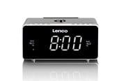 DAB, Verkko- & Kelloradiot - Lenco CR-550SI - Stereo FM Clock Radio with USB and Qi Wireless Smartphone charging - Silver - FM - Stereo - CR-550SI