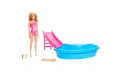 Nuket & tarvikkeet - Barbie Doll And Pool Playset Blonde With Pool Slide Towel And Drink Accessories - HRJ74