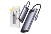 USB hub - Baseus 4in1 Metal Gleam Series USB-C to 4x USB 3.0 USB hub - 5 porttia - USB 3.0 - hopea - WKWG070013