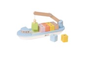 Vauva- ja taaperolelut - Classic World Wooden Block Boat with Crane 13 pcs - 20186