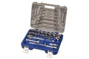 Käsityökalut - VAERK Socket wrench set 1/2" 33 parts 8-19mm ring spanners 8-32mm 1/2" sockets 1/2" ratchet wrench 1/2" extension 125+250mm 1/2" cardan joint 1/2" slide - 129-33W-4