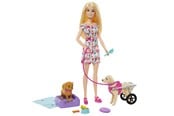 Nuket & tarvikkeet - Barbie Doll with Pup and Dog in a Wheelchair - HTK37