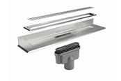 Viemäröinti - Unidrain Complete floor drain against rear wall 900 mm 10 mm frame Column grate 75 mm vertical outlet housing - 4012.0900