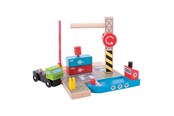 Puulelut - Bigjigs Wooden Rails - Container Shipyard - BJT254
