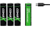 Taskulamput ja otsalamput - Coast Battery 1.5V AA Li-Ion rechargeable 2400 mAh USB-C cable pack of 4. - 100047534