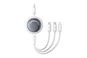 USB kaapelit - Baseus Free2Draw 3-in-1 USB to micro USB+Lightning+USB-C cable 3.5A 1.1m (white) - P10368700211-01