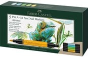 Kirjoitus- ja piirustustarvikkeet - Faber-Castell India ink PAP Dual Marker 5x animals - 162008