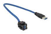 Lisätarvikkeet - DeLOCK Keystone Module USB 5 Gbps type-A female 250° to type-A male 0.5m black - 86375