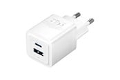 Puhelin - Adapterit & Laturit - Vention Wall charger FEQW0-EU USB-C + USB- A 30W/30W GaN (white) - FEQW0-EU