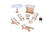 Dollhouse & Accessories - Goki Wooden Doll Furniture Garden Furniture 9 pieces. - 51475