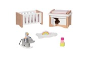 Dollhouse & Accessories - Goki Wooden Doll Furniture Baby Room 12 pieces. - 51500