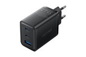Puhelin - Adapterit & Laturit - Vention Wall charger FERB0-EU 2xUSB-C USB- A 65W/65W/30W GaN (black) - FERB0-EU