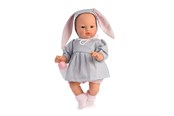 Nuket & tarvikkeet - Asi Koke baby doll in gray dress with a hood with rabbit ears 36 cm - 24405980