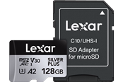 Muistikortti - Lexar Professional Silver Plus MicroSD/SD - 205MB/s - 128GB - LMSSIPL128G-BNANG