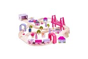 Puulelut - Bigjigs Wooden Train Set City - Pink - BJT023