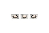 Valaisimet - Philips DONEGAL recessed downlight, square, 3-pack, brushed steel - 915005424731