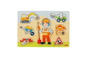 Palapelit - Goki Wooden Stud Puzzle Construction Worker 8 pcs Puu - 57406