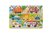 Palapelit - Goki Wooden Background Shape Puzzle in the Streets 7 pcs. Puu - 57474