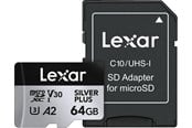 Muistikortti - Lexar Professional Silver Plus MicroSD/SD - 205MB/s - 64GB - LMSSIPL064G-BNANG