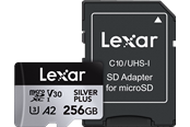 Muistikortti - Lexar Professional Silver Plus MicroSD/SD - 205MB/s - 256GB - LMSSIPL256G-BNANG