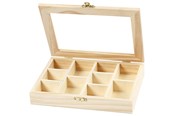 Rakennussarjat - Creativ Company Wooden Box with Glass Lid and 10 compartments - 56930