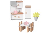 Dollhouse & Accessories - Goki Wooden Doll Furniture Kitchen 20 pieces. - 51493