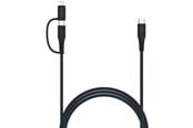 USB kaapelit - FIXED 2in1 Combo 60W - USB-C <-> USB-C / Lightning - 2m - Musta - FIXDB-CCL2-GR