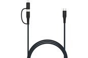 USB kaapelit - FIXED 2in1 Combo 60W - USB-C <-> USB-C / Lightning - 1.2m - Musta - FIXDB-CCL12-GR