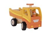 Puulelut - Goki Wooden Dump Truck Orange with Swivel Wheels - 55940