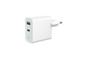 Puhelin - Adapterit & Laturit - Gembird Universal USB charger with LED QC 3.0 & PD 20W 2-port - White - TA-UC-PDQC20L-W-01