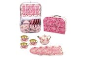 Leikkikeittiöt ja tarvikkeet - Magni Tea set in suitcase - pink flowers - 3903