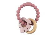 Vauva- ja taaperolelut - Magni Teether bracelet in LFGB silicone with wooden ring and leaf appendix - Red - 5545