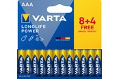 Akut ja Paristot - VARTA Longlife Power AAA - 12-Pack (8+4) - 4903121772