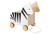 Lastenhuone - Small Foot - Wooden Toy Box and Zebra Wildlife Pull Figure - 12425