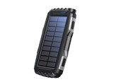 Powerbank - DENVER PSO-20010 MK2 – Solar Powerbank with 20.000mAh Battery and Triple USB Output Powerbank - musta - 20000 Ah - PSO-20010
