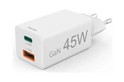 Puhelin - Adapterit & Laturit - Hama Charger 1x USB-C 1x USB-A GaN 45W White - 00201993